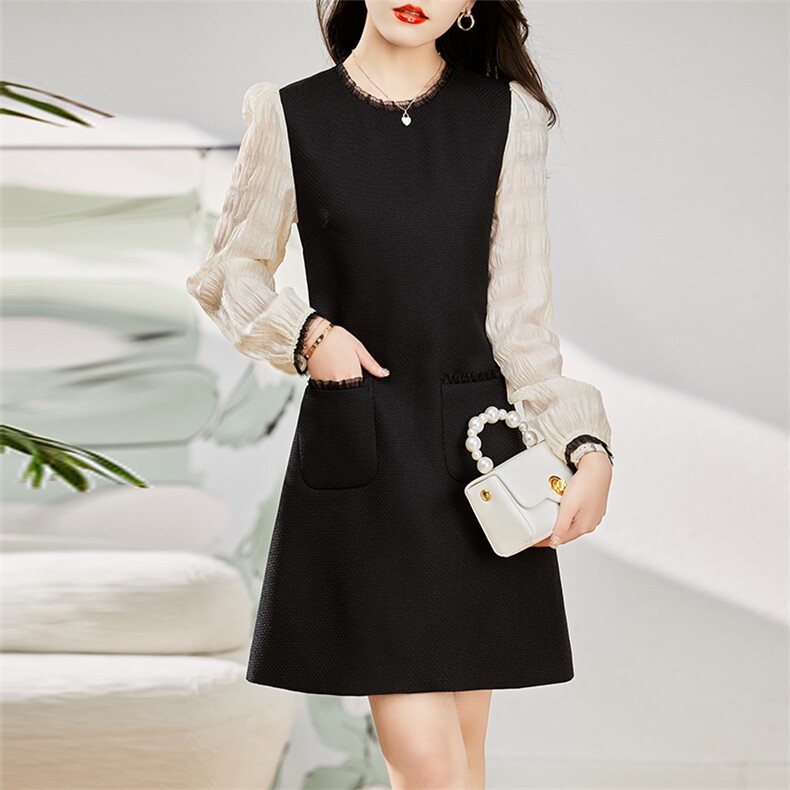 2023春装新款时尚气质小香风长袖连衣裙，女装连衣裙，姿衣坊