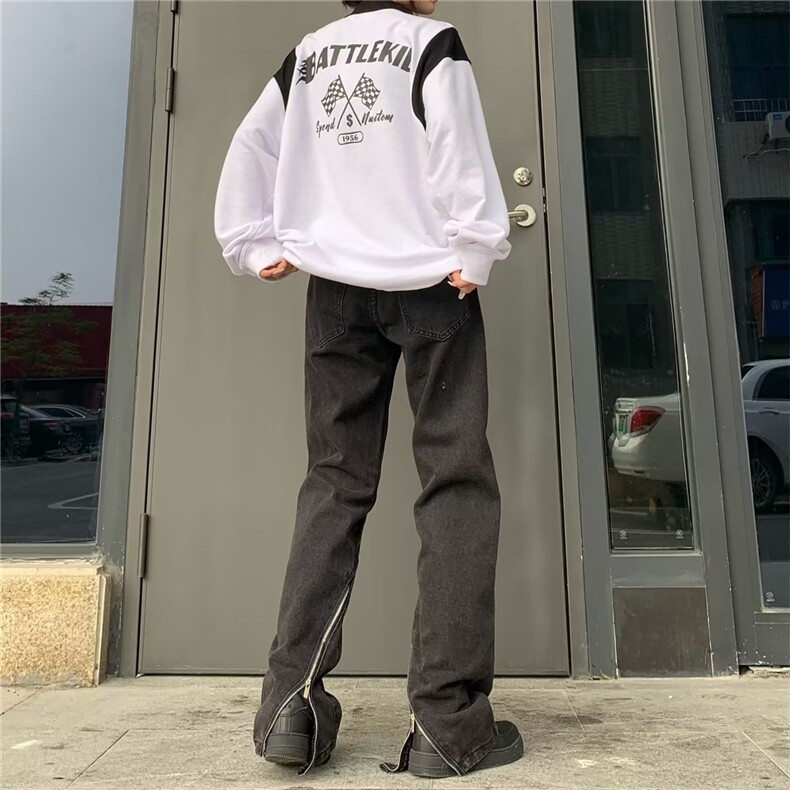 美式高街拉链设计感牛仔裤男街头直筒复古hiphop修身NA57P55,男装牛仔裤,星座1116-2
