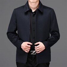 男装羊毛夹克男士外套宽松休闲翻领中长款秋冬爸爸装HM8901-P330，男装夹克，电商B212（原钱塘6029）