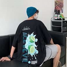 潮短袖t恤男夏季潮牌宽松ins半袖体恤夏天上衣服男装W2823-P28，男装T恤，星座412-3