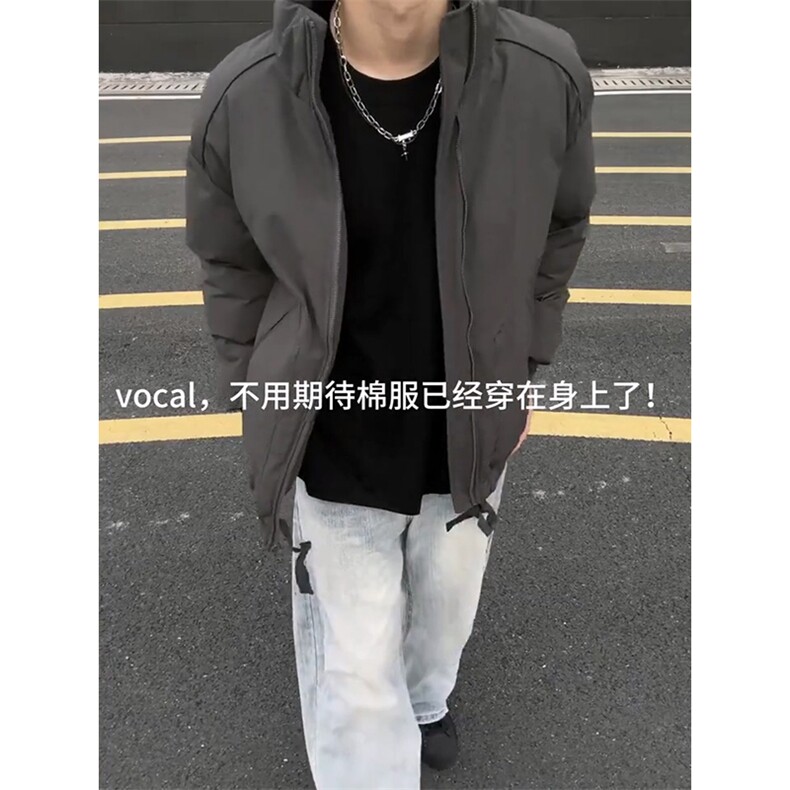 现货美式高街休闲棉衣夹克三防立领纯色户外工装加厚棉服外套,男装夹克,电商A486
