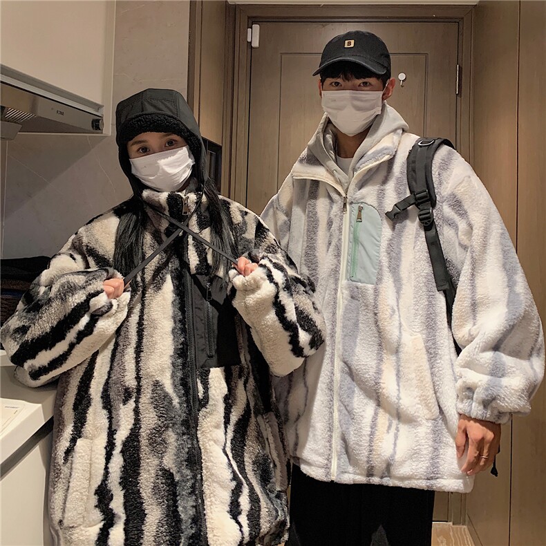 主推情侣装冬装新款加厚拼接宽松羊羔毛棉衣外套D229P118,男装棉衣,电商A335-1（原A458）