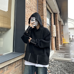 高级感短款拉链设计廓形连帽卫衣男外套机能痞帅上衣WY0878-P45图片