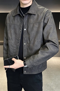 皮衣外套男款秋季2025新款翻领修身皮夹克C317-5536-P145图片