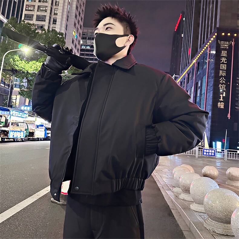 B38/P128控168冬季男士行政棉服高级感简约加厚袄子翻领棉衣黑首1,男装棉衣,星座305B