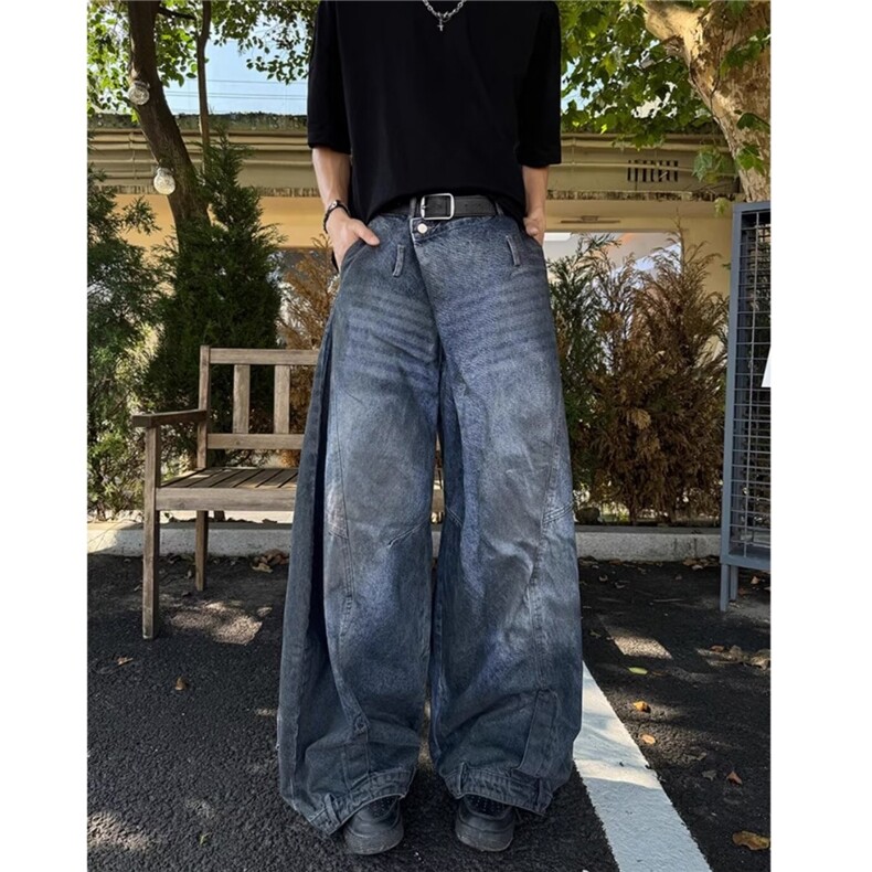 美式做旧擦色设计感阔腿牛仔裤ZK0292-P65,男装牛仔裤,星座313A(原308A-2)