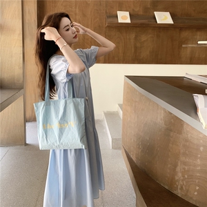独特绝美高级感蓝色连衣裙女夏2025年新款超好看温柔气质收腰长裙图片