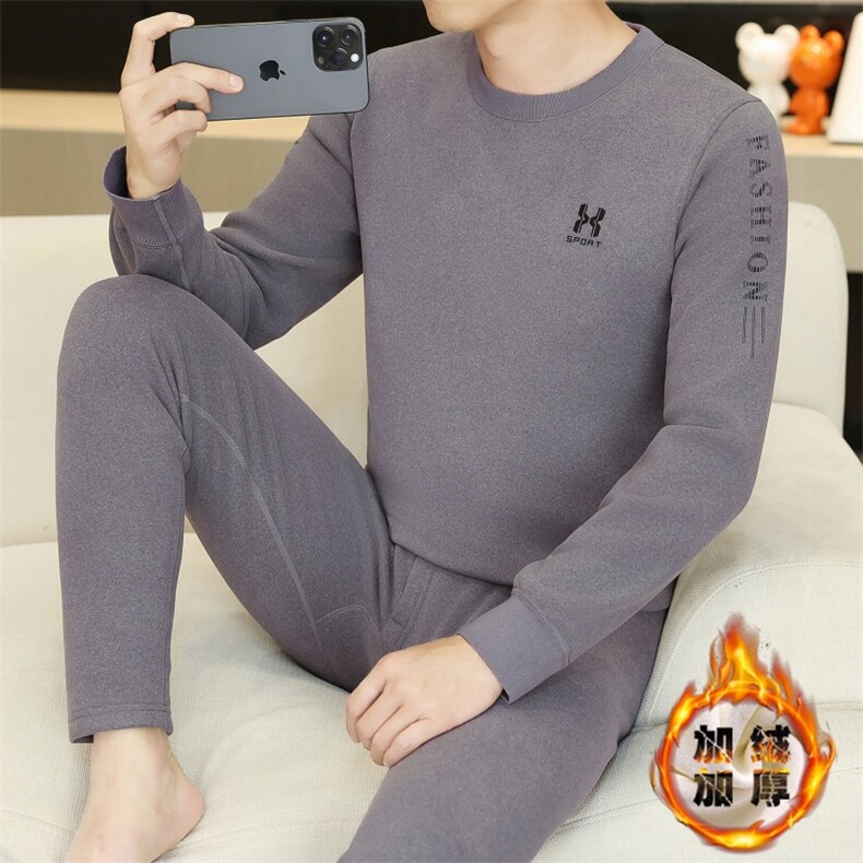 保暖内衣男士秋衣秋裤秋冬季中老年半高领加绒加厚防寒套装TZ2589,男装棉衣,星座310B-3