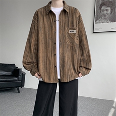 衬衫男秋季新款港风宽松灯芯绒扎染长袖衬衣CS3097-P42，男装衬衫，星座214-3
