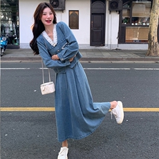 法式蕾丝花边拼接牛仔套装裙女2025春季新款气质温柔风百搭两件套，女装套装/套裙，浙宝305