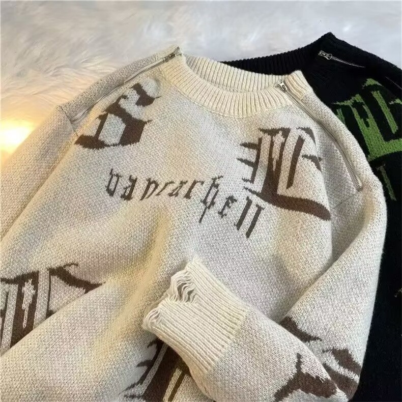 美式街头设计感圆领毛衣男慵懒风休闲针织衫M5533P55,男装针织衫/毛衣,星座1116-2