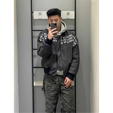现货字母印花美式棒球服男高级感飞行夹克外套LW221-P66夹棉78，男装夹克，星座1008