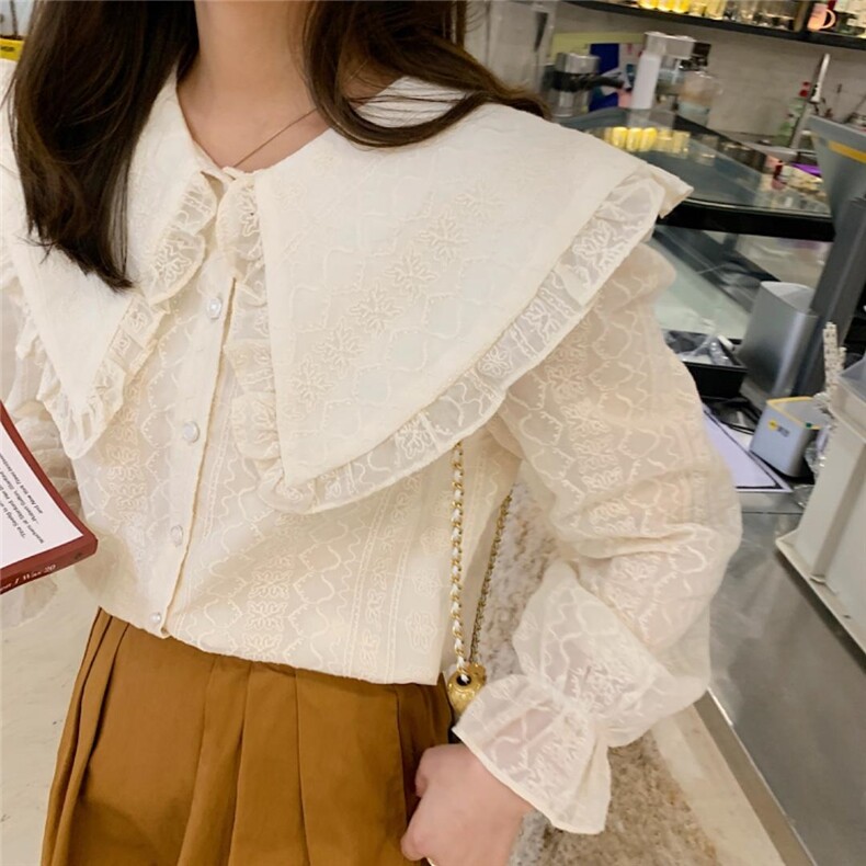 【现货】春款蕾丝娃娃领小衫，其它，NIY