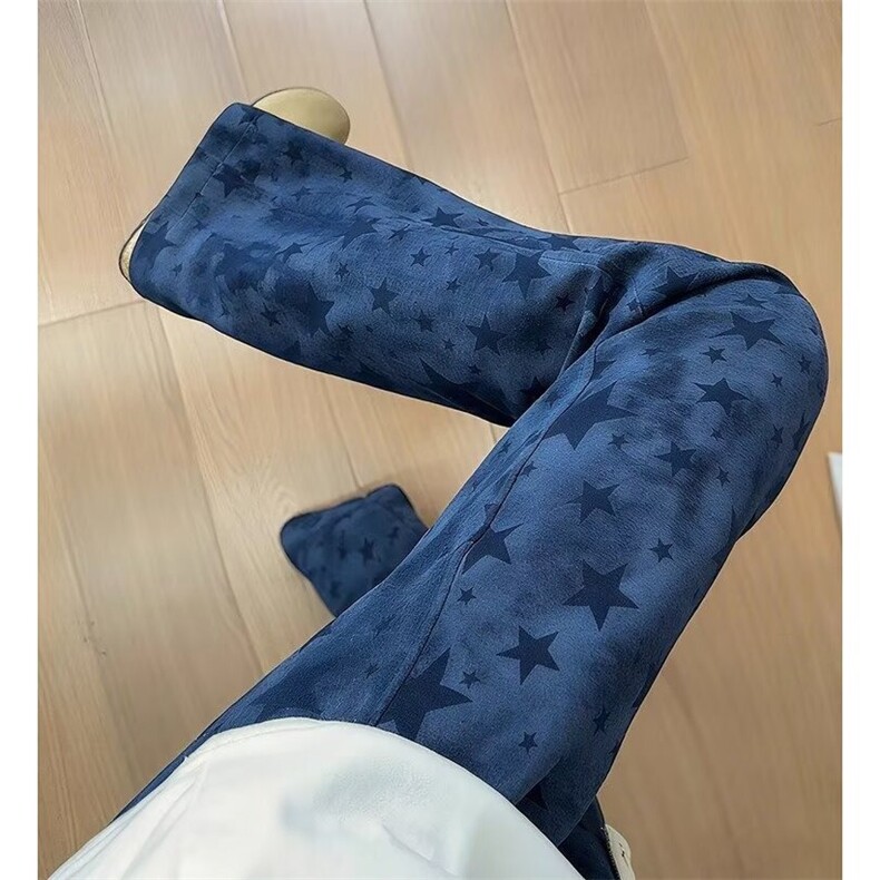 大码胖MM复古高街迷彩牛仔裤女装夏季今年流行的工装阔腿裤子,男装牛仔裤,星座506A