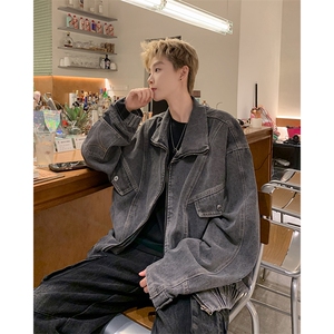 春秋痞帅外套男ins高街潮牌港风韩版潮流宽松夹克JK01234-P80图片