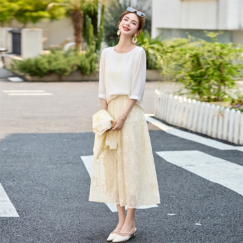 新中式套装裙三件套女2025夏季新款国风时尚绣花上衣配裙子一整套,女装套装/套裙,罗得堡