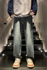 2024春款宽松复古直筒牛仔裤715-6-BK808P50，男装牛仔裤，星座715-6