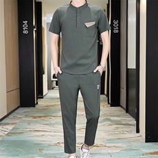 夏季休闲运动套装男士潮牌潮流短袖t恤冰丝衣服一套帅气TZ65-P45，男装T恤，星座509