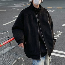 2025秋潮流大码复古麂皮绒百搭美式夹克外套JK8669/特P58黑色2，男装夹克，电商A094