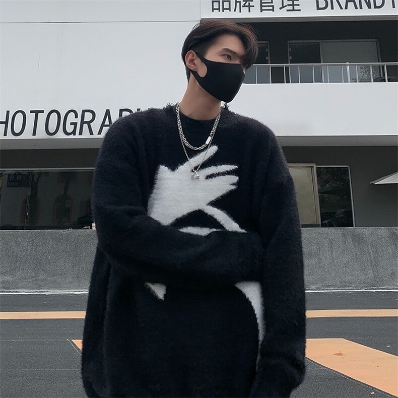 潮美式抽象男女秋冬季慵懒风情侣装潮牌宽松针织衫MY245/P50,男装针织衫/毛衣,星座506