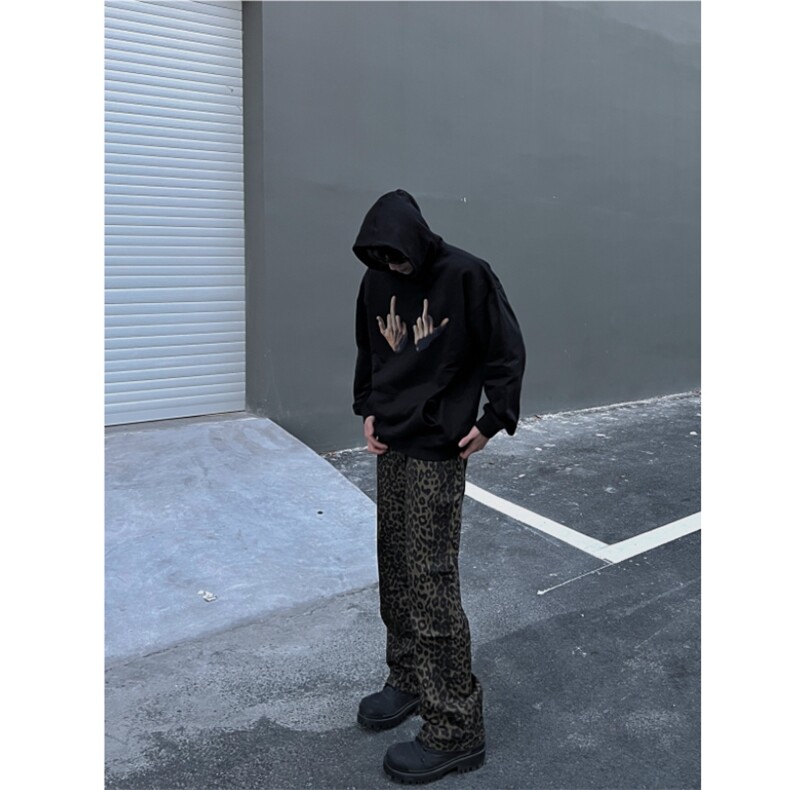 博主图拿图不拿货豹纹牛仔裤设计感小众KZA25-P55,男装牛仔裤,星座1007（原301D）