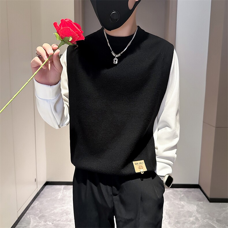 痞帅炸街男士拼接套头外套毛衣社会小伙店主风301C-M35-P88-控118,男装针织衫/毛衣,星座301C（原B323）