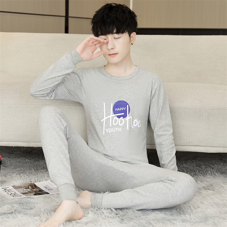 全棉男士秋衣秋裤薄款保暖内衣纯棉毛衫套装310B-3-2301-P42,男装休闲套装,星座310B-3