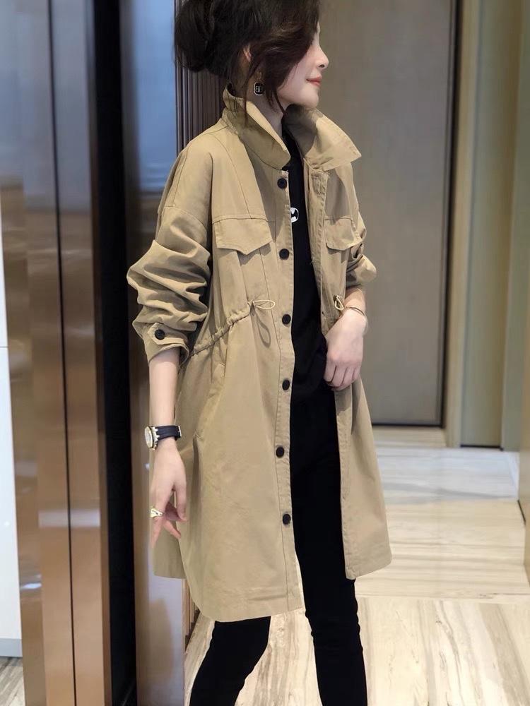 2022年春季新款现货欧版气质中长款风衣外套,女装风衣,L·H·X