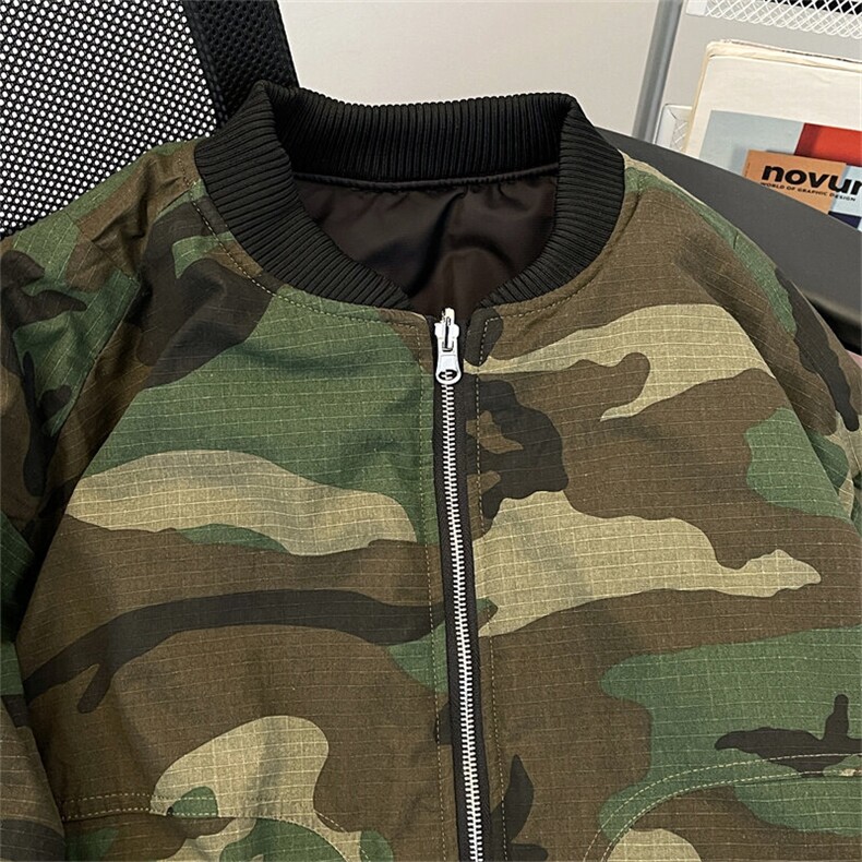 美式双面穿迷彩棉服男女款拉链飞行夹克冬季保暖外套M0923-P100,男装夹克,星座308B-1