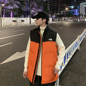 坎肩现货刺绣立领宽松外套马甲时尚男款韩版羽绒服拼接男女款图片