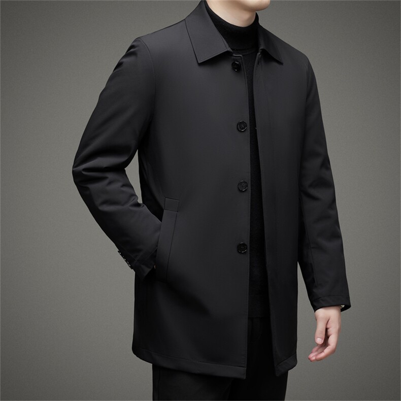 男士翻领加厚保暖羽绒服冬季新款中年獭兔内胆白鹅绒男装休闲外套,男装羽绒服,电商B212（原钱塘6029）
