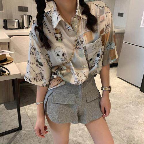 印花衬衫，女装衬衫，XTZ style