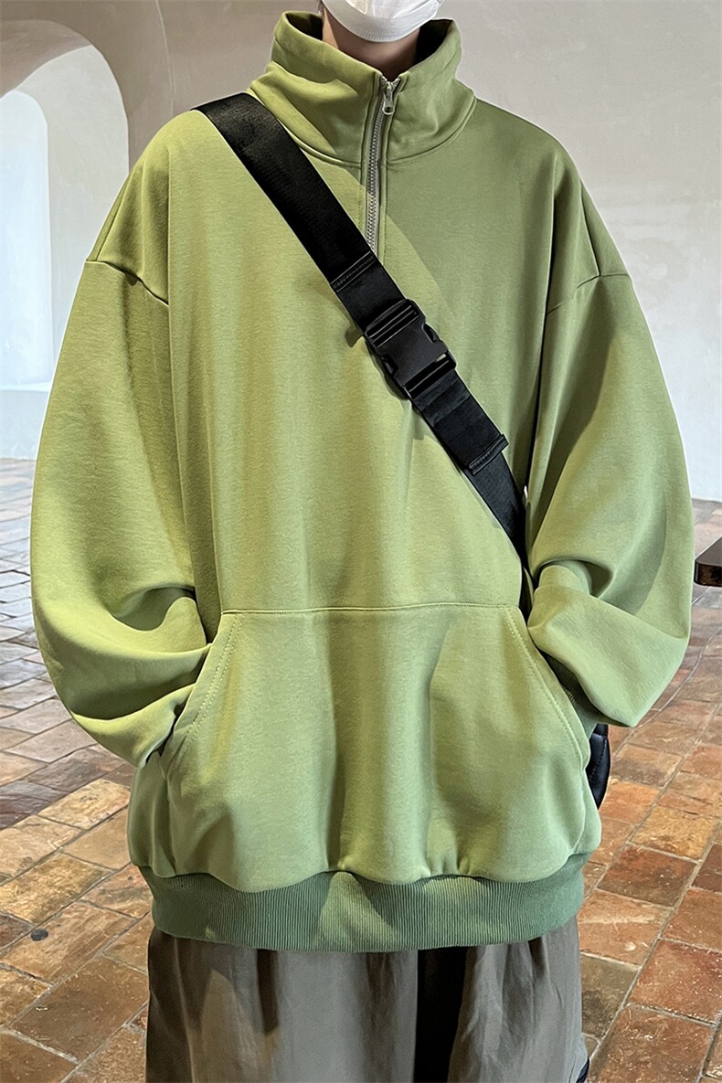 360克重磅冲锋衣内胆半拉链翻领POLO衫高领卫衣男WY77077P65控88,男装卫衣,星座227-7