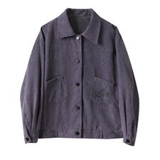 灯芯绒短外套女2021秋冬新款加厚单排扣翻领长袖纯色上衣通勤，女装短外套，伊满意