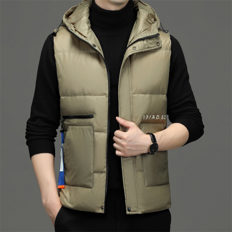 白鸭绒马甲冬季新款保暖羽绒服中年商务休闲男士连帽背心男装,男装背心/马甲,电商B212（原钱塘6029）