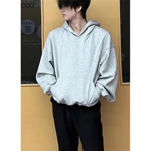 复古个性解构灰色连帽卫衣宽松百搭常规款休闲套头上衣 W102图片