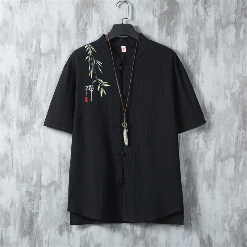 男士衬衫短袖衬衣半袖印花立领唐装风XZ1512-2408-P30,男装衬衫,星座1512