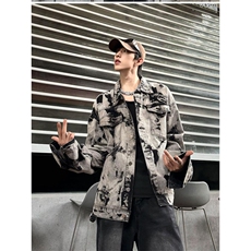 现货得物二开扎染牛仔破坏废土风痞帅cleanfit牛仔衣JK1188-P68，男装工装外套，星座1103-3