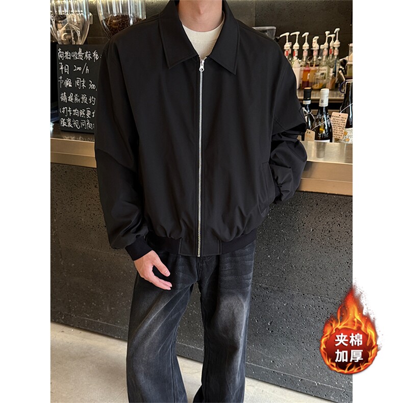 美式高街百搭纯色棉服男加绒加厚设计感上衣5D1180-TP5598,男装棉衣,电商A102