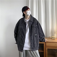 秋冬男牛仔夹克衫工装大口袋渐变色字母印花织带外套N1205-P70，男装夹克，星座1109-3