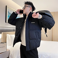 AY71/P138控178冬季社会小伙褶皱纹痞帅潮牌百搭棉服外套男黑首1，男装棉衣，星座305B-1