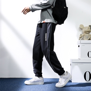 7XL-M货足运动卫裤男2023春季新款加肥加大码休闲拼色长裤束脚裤图片
