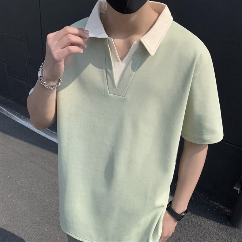 夏季大码公版拼色翻领POLO衫男休闲T恤短袖,男装Polo衫,星座1107-1