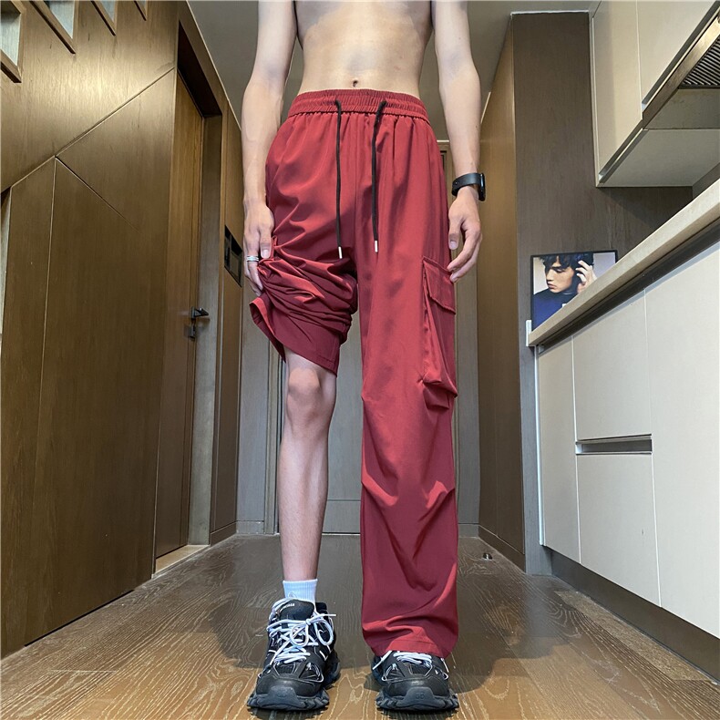 夏季新款潮流工装大口袋宽松直筒冰丝裤B315-K24166-特p35控68,男装工装外套,电商B315