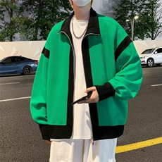 新款夹克男秋季宽松潮ns港风拼色外套痞帅休闲针织上衣JK133-P55，男装夹克，星座1008-1