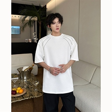 夏季美式高街ins重磅拉链装饰短袖T桖货号TX25172P35，男装T恤，电商A063
