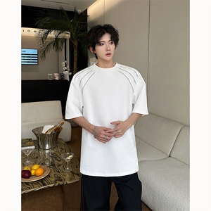 夏季美式高街ins重磅拉链装饰短袖T桖货号TX25172P35图片