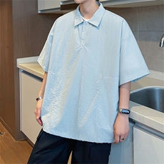 polo衫短袖男夏薄款t恤潮牌潮流港风翻领休闲宽松上衣PL0431-P38，男装Polo衫，星座308B-1