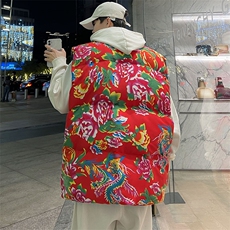 M3风东北大花棉马甲外套大码宽松秋冬汉服外衣坎肩背心演出服，女装马甲，星座115A(原星座507）