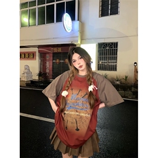 网图有货美式复古美拉德氛围感情侣短袖T恤男女宽松上衣A654-P38，男装T恤，星座1505